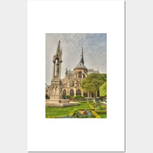 Notre Dame .. Garden Fountain view Posters and Art